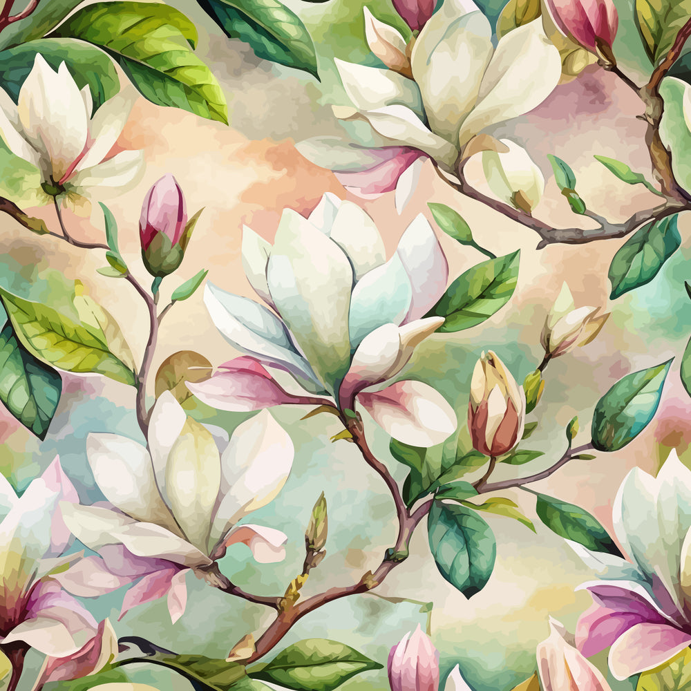 Art Nouveau Magnolias Pattern 1 Minky Fabric