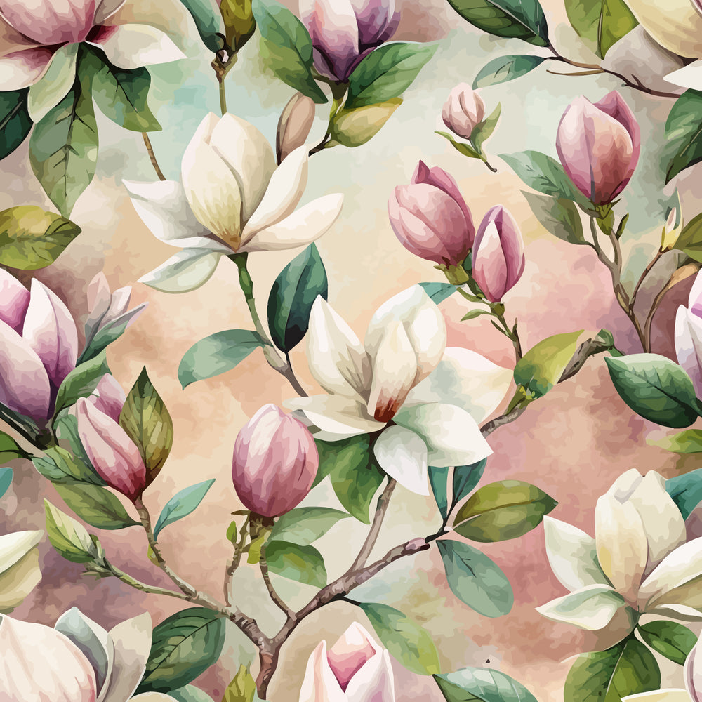 Art Nouveau Magnolias Pattern 2 Minky Fabric