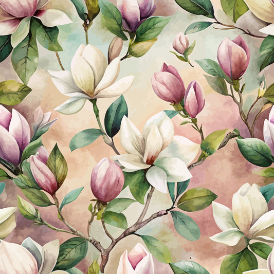 Art Nouveau Magnolias Pattern 2 Minky Fabric