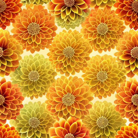 Art Nouveau Marigolds Pattern 1 Quilting Cotton Fabric