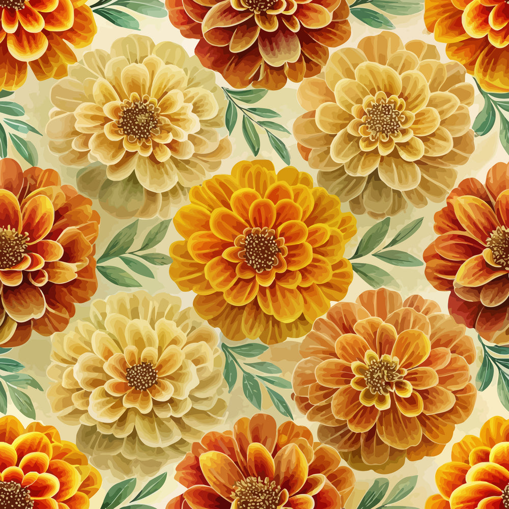 Art Nouveau Marigolds Pattern 2 Minky Fabric