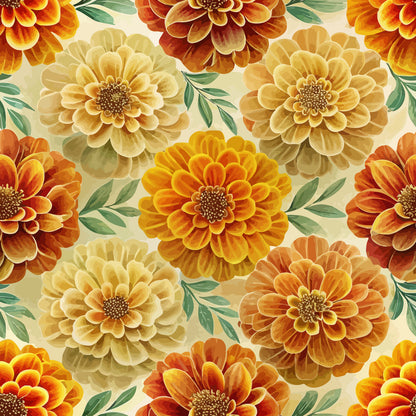 Art Nouveau Marigolds Pattern 2 Minky Fabric