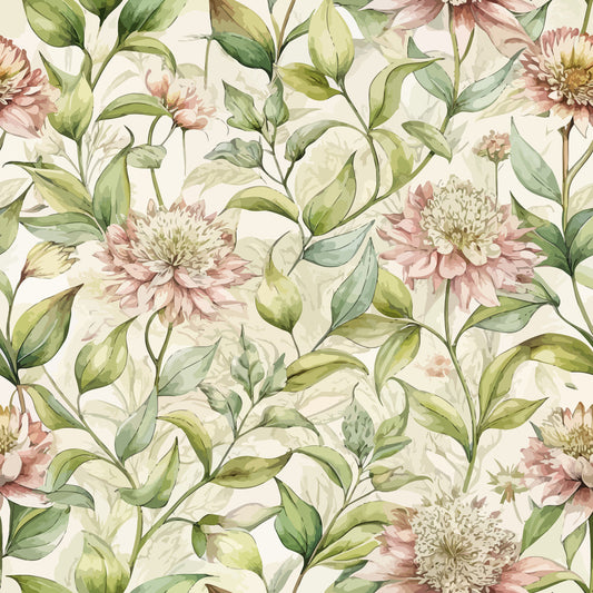 Art Nouveau Milkweed Blossoms Pattern 2 Minky Fabric