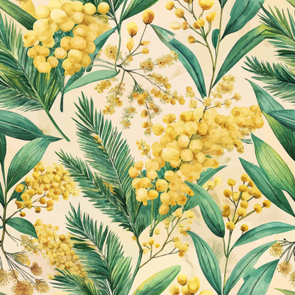 Art Nouveau Mimosa Blossoms Pattern 1 Quilting Cotton Fabric