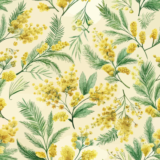 Art Nouveau Mimosa Blossoms Pattern 2 Quilting Cotton Fabric