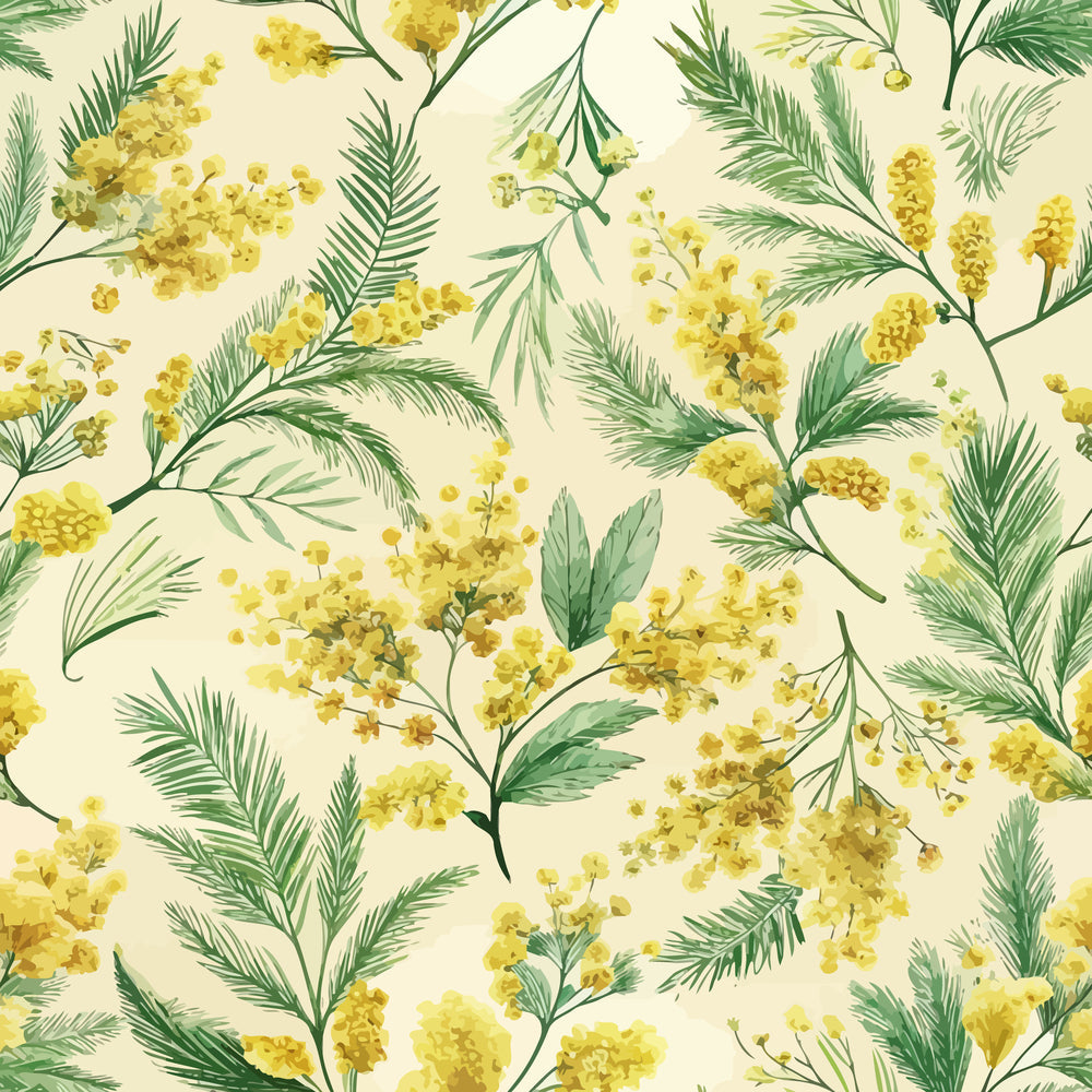 Art Nouveau Mimosa Blossoms Pattern 2 Minky Fabric