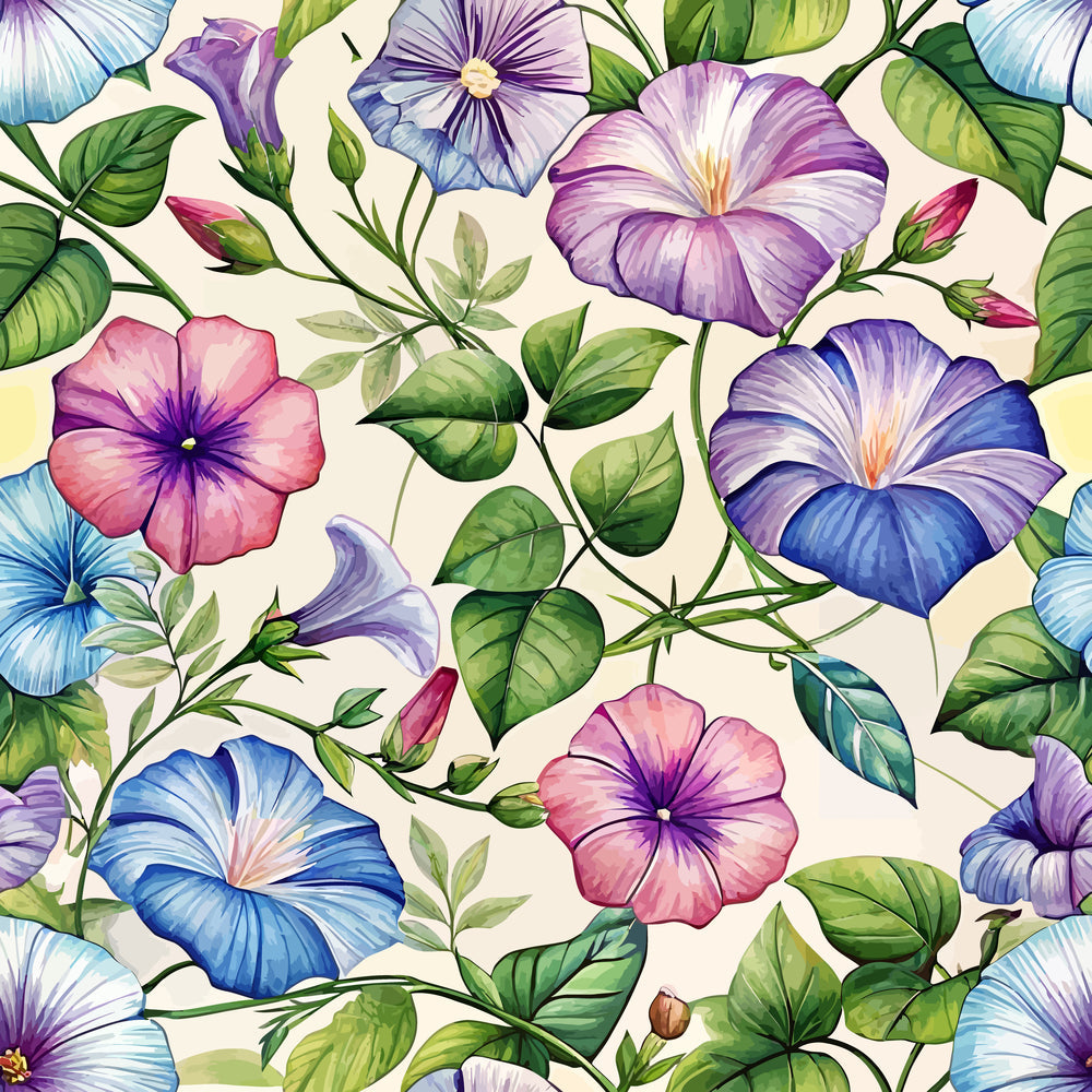 Art Nouveau Morning Glories Pattern 1 Minky Fabric