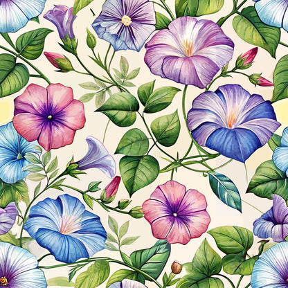 Art Nouveau Morning Glories Pattern 1 Minky Fabric