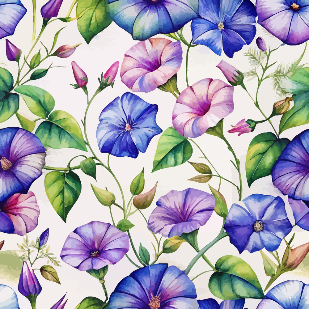 Art Nouveau Morning Glories Pattern 2 Minky Fabric