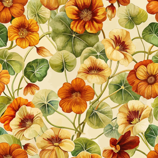 Art Nouveau Nasturtiums Pattern 2 Quilting Cotton Fabric