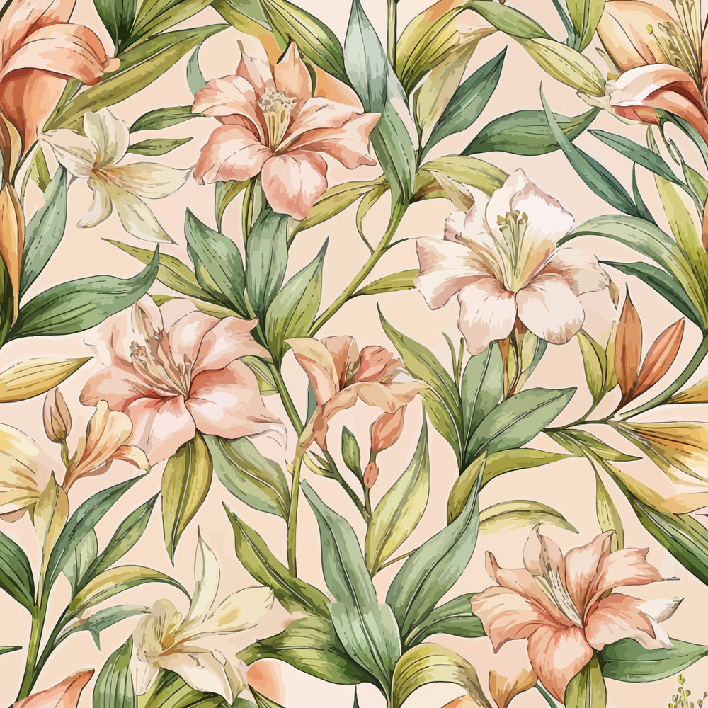 Art Nouveau Oleander Blossoms Pattern 1 Minky Fabric