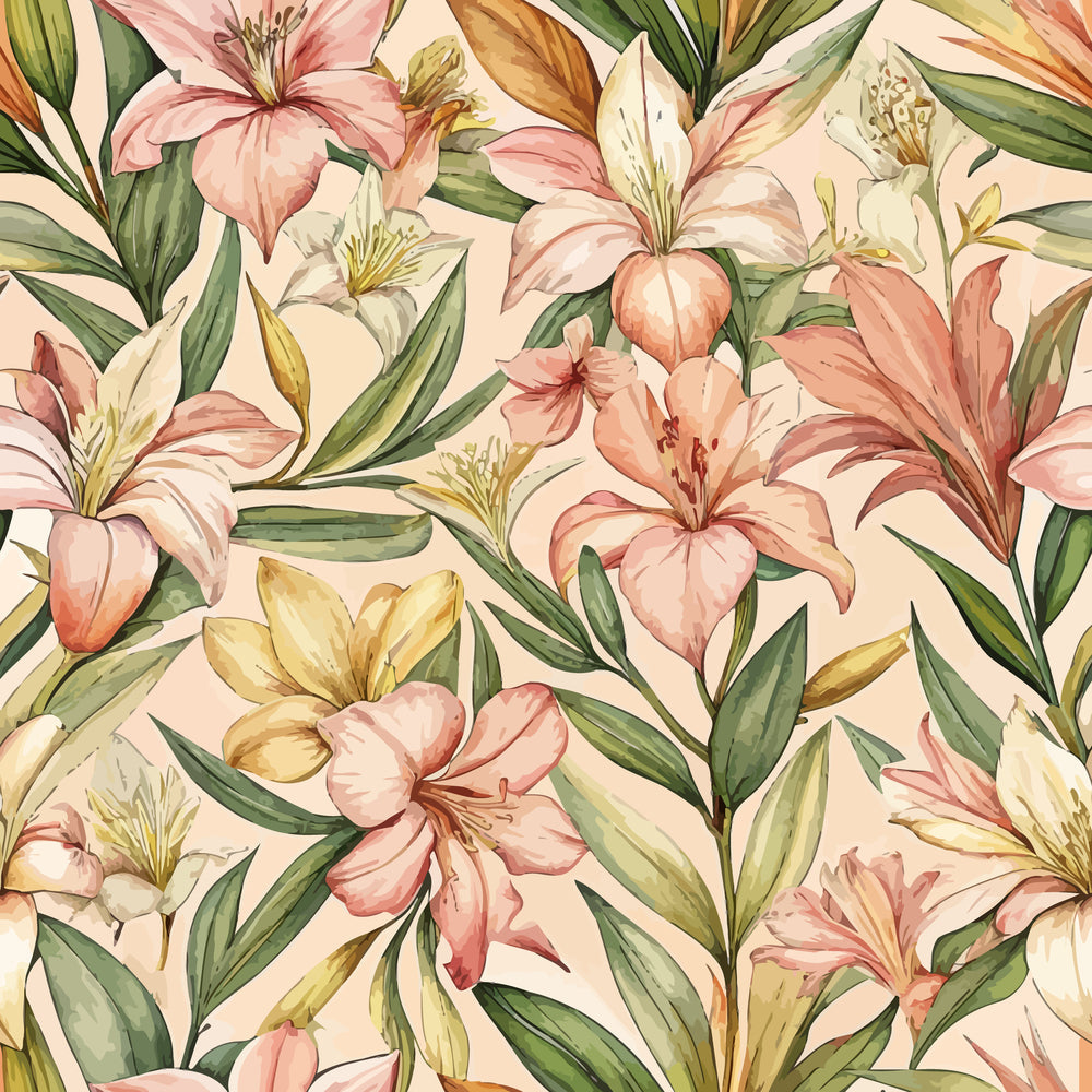 Art Nouveau Oleander Blossoms Pattern 2 Minky Fabric