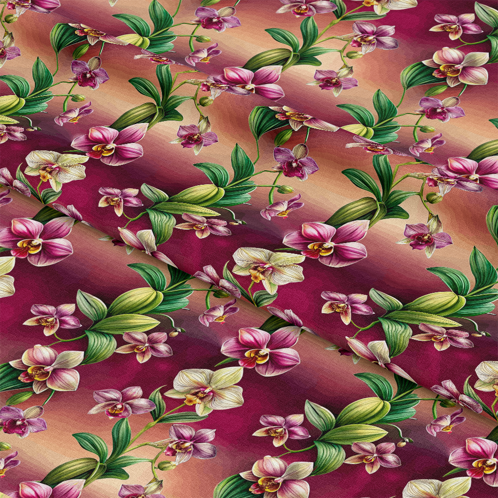 Art Nouveau Orchids Pattern 1 Quilting Cotton Fabric