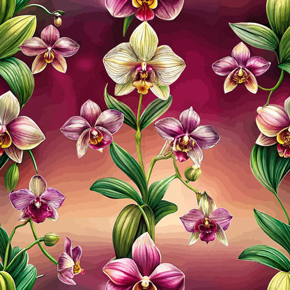 Art Nouveau Orchids Pattern 1 Minky Fabric