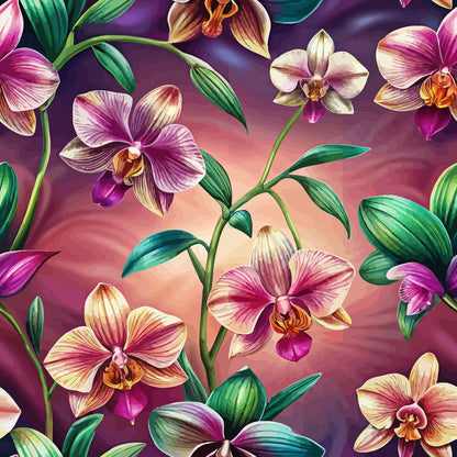 Art Nouveau Orchids Pattern 2 Minky Fabric