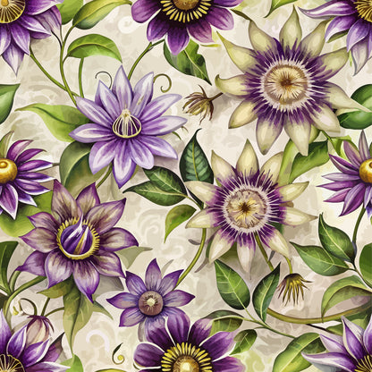 Art Nouveau Passionflowers Pattern 1 Minky Fabric