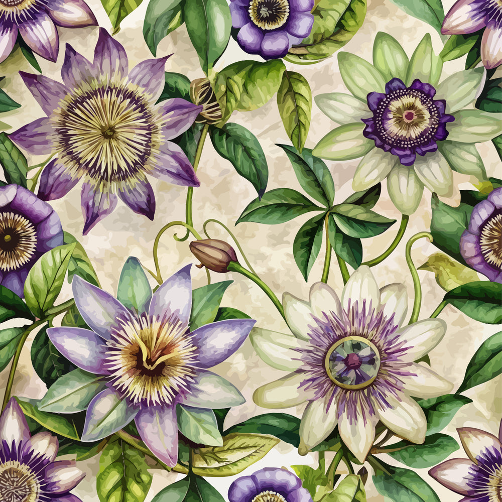 Art Nouveau Passionflowers Pattern 2 Minky Fabric