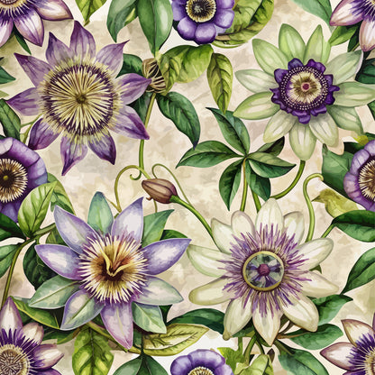 Art Nouveau Passionflowers Pattern 2 Minky Fabric