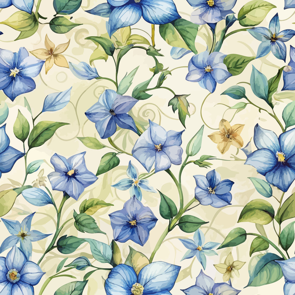 Art Nouveau Periwinkles Pattern 1 Minky Fabric