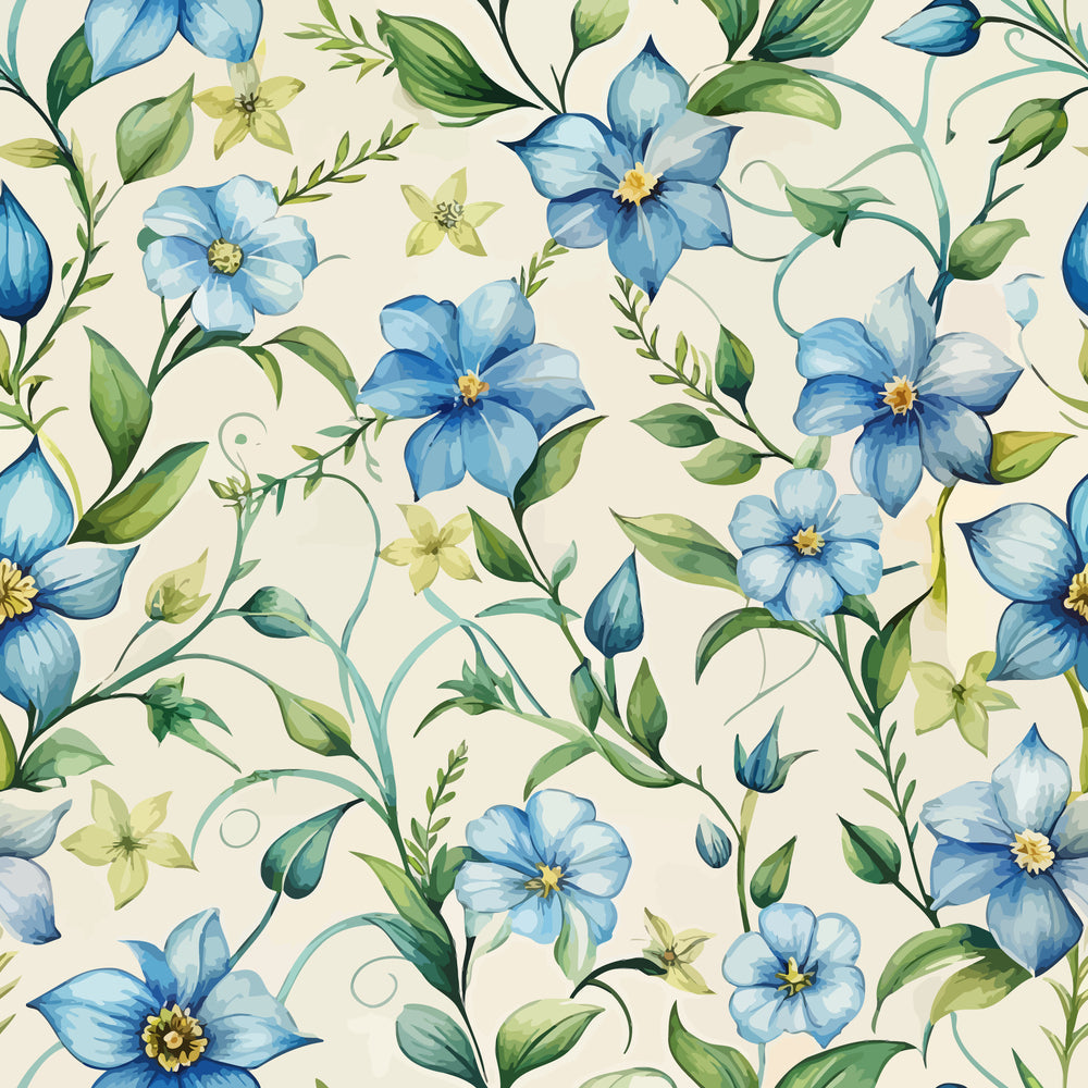 Art Nouveau Periwinkles Pattern 2 Minky Fabric