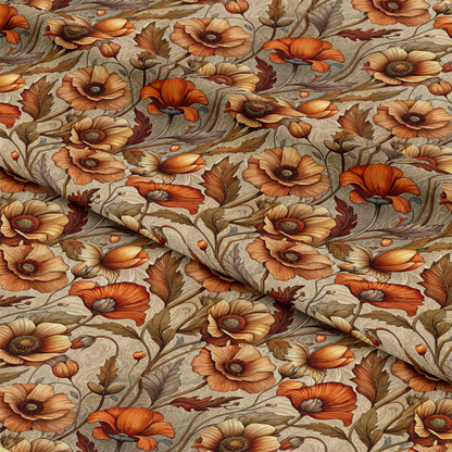 Art Nouveau Poppies Pattern 1 Quilting Cotton Fabric