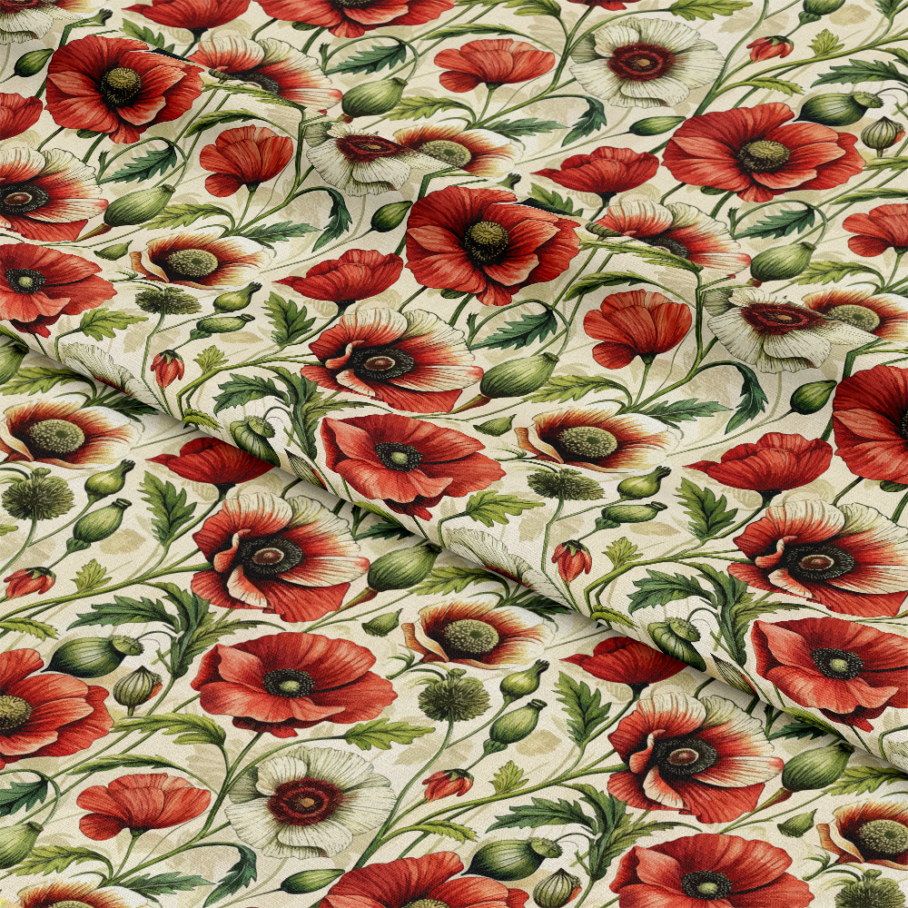 Art Nouveau Poppies Pattern 3 Quilting Cotton Fabric