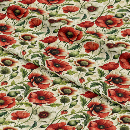 Art Nouveau Poppies Pattern 3 Quilting Cotton Fabric