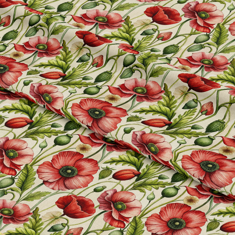 Art Nouveau Poppies Pattern 4 Quilting Cotton Fabric