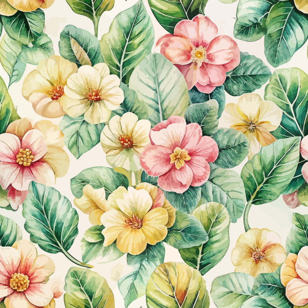 Art Nouveau Primroses Pattern 1 Minky Fabric