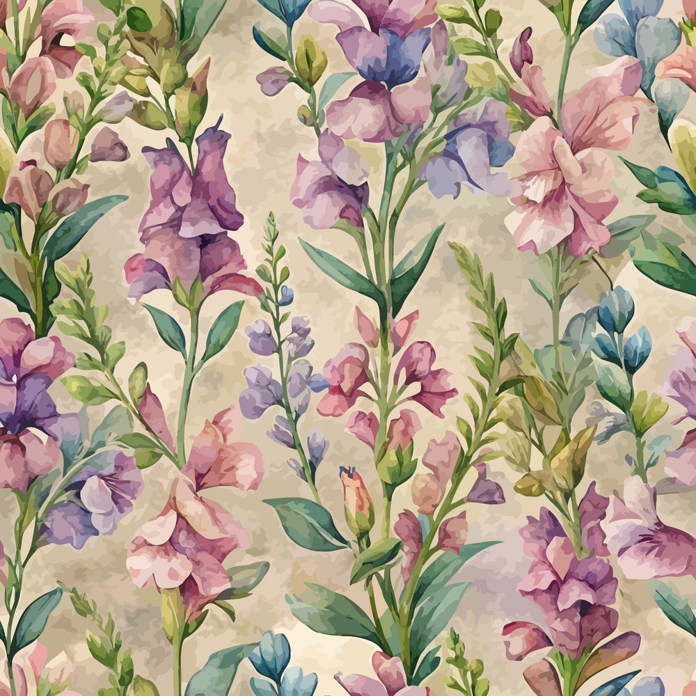 Art Nouveau Snapdragons Pattern 1 Minky Fabric