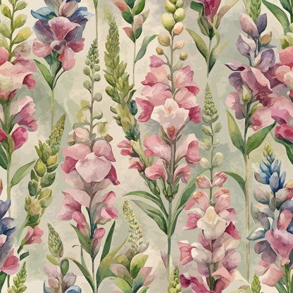 Art Nouveau Snapdragons Pattern 2 Minky Fabric