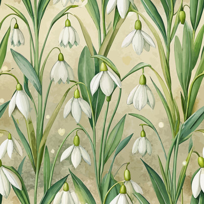 Art Nouveau Snowdrops Pattern 1 Minky Fabric