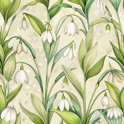 Art Nouveau Snowdrops Pattern 2 Minky Fabric