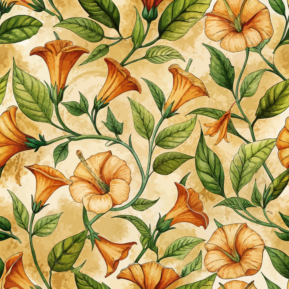 Art Nouveau Trumpet Vines Pattern 1 Minky Fabric