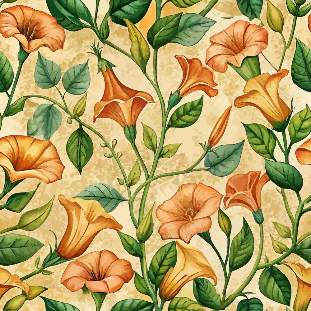 Art Nouveau Trumpet Vines Pattern 2 Minky Fabric