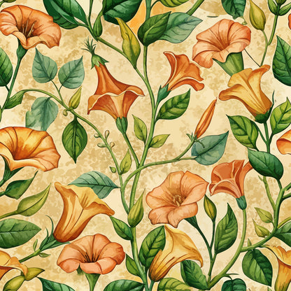 Art Nouveau Trumpet Vines Pattern 2 Minky Fabric