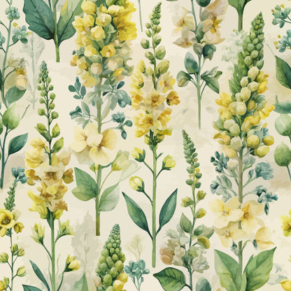 Art Nouveau Verbascum Flowers Pattern 1 Minky Fabric