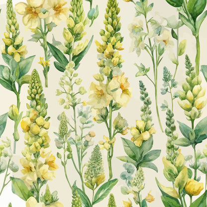 Art Nouveau Verbascum Flowers Pattern 2 Minky Fabric