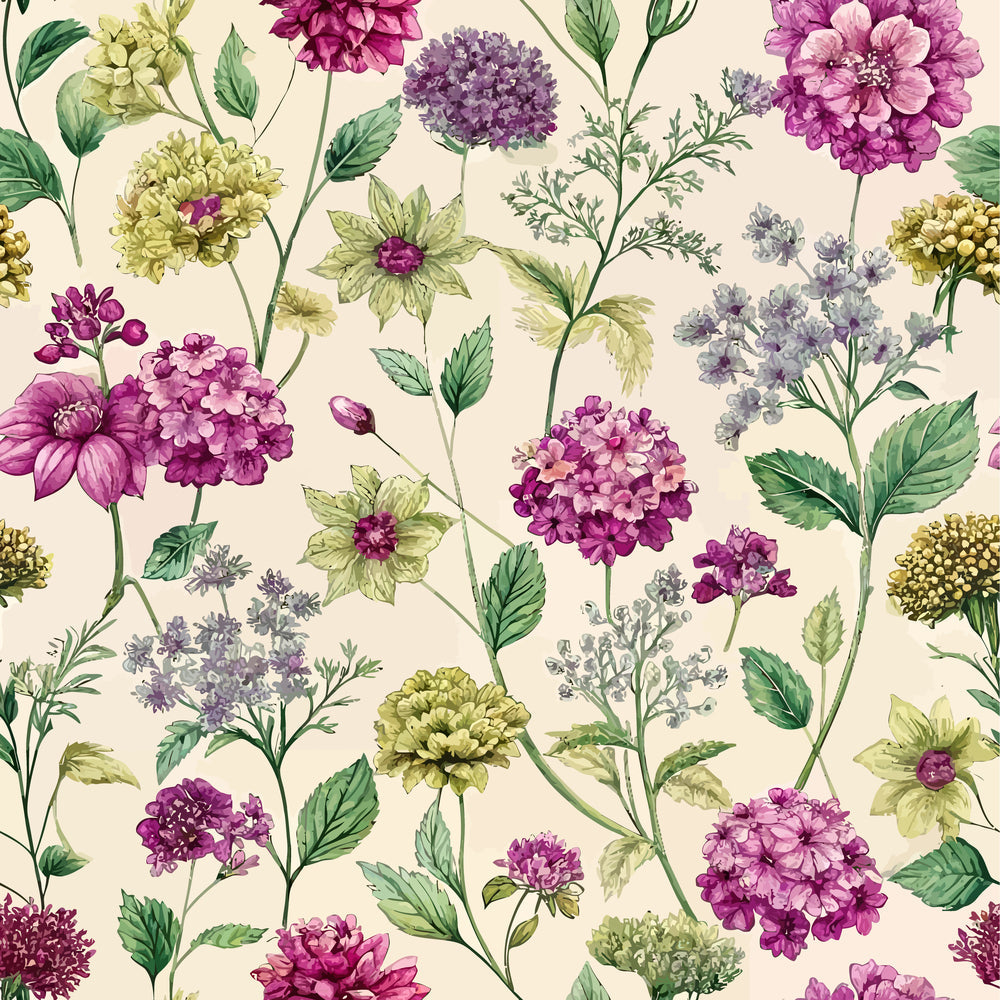 Art Nouveau Verbena Flowers Pattern 1 Minky Fabric