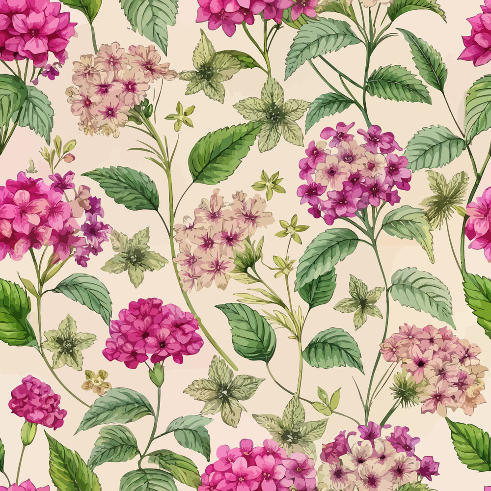 Art Nouveau Verbena Flowers Pattern 2 Minky Fabric