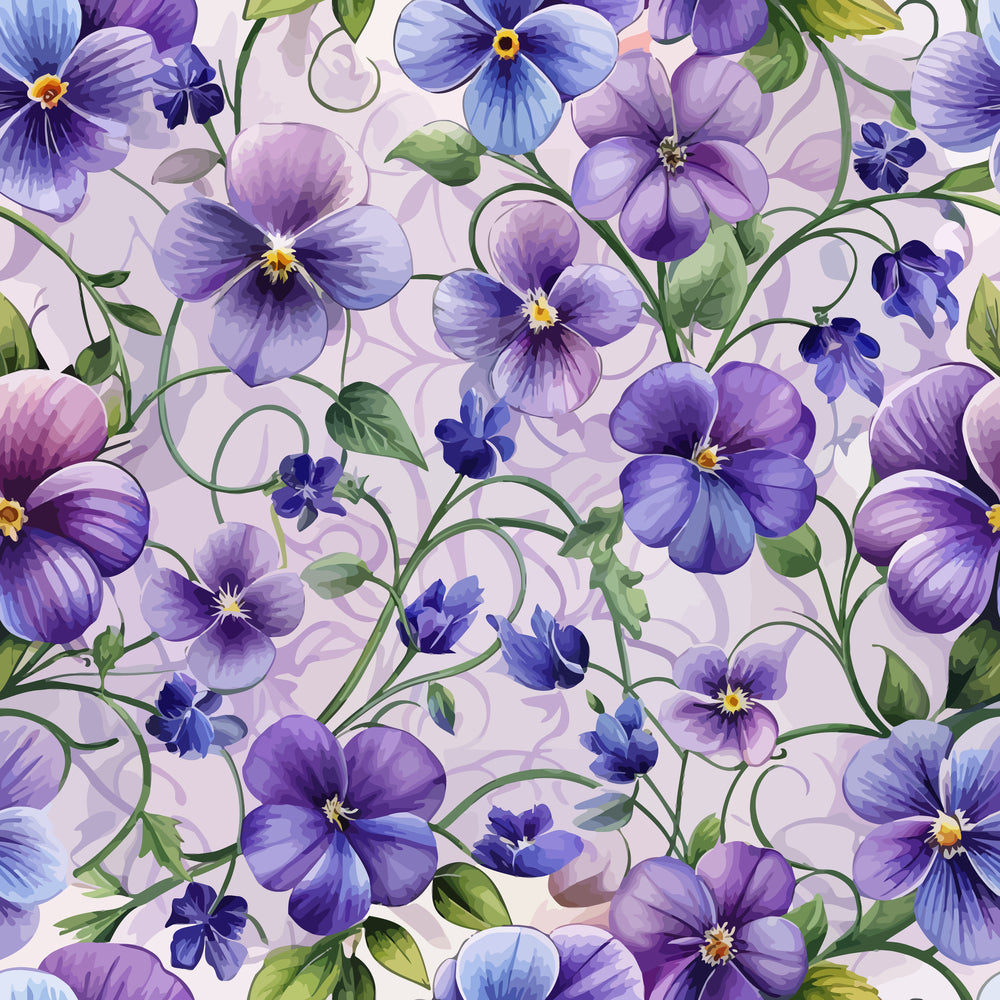 Art Nouveau Violets Pattern 1 Minky Fabric