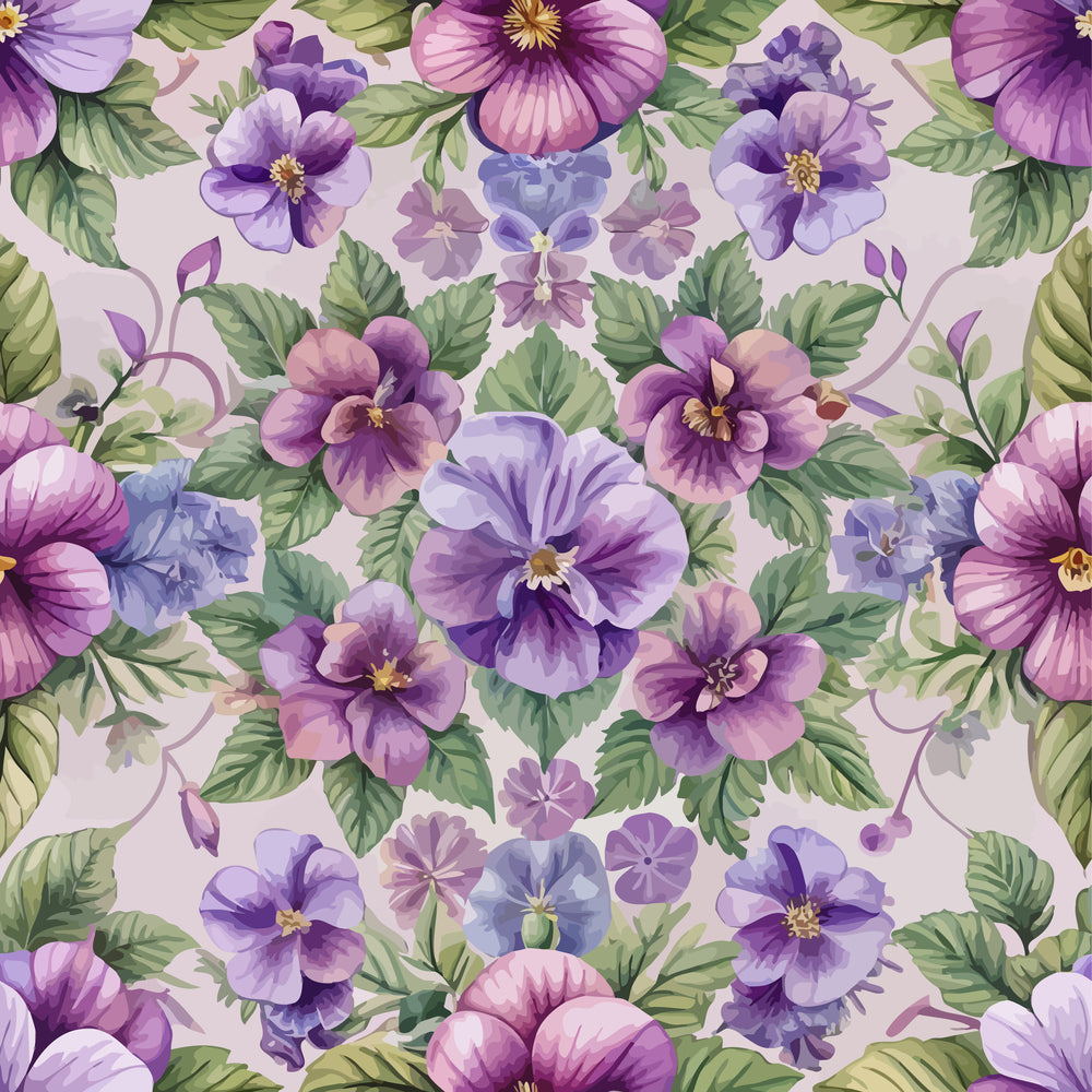 Art Nouveau Violets Pattern 2 Minky Fabric