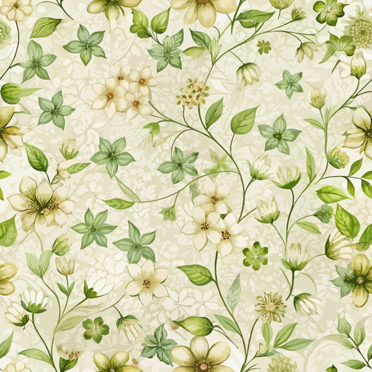 Art Nouveau Woodruff Flowers Pattern 1 Quilting Cotton Fabric