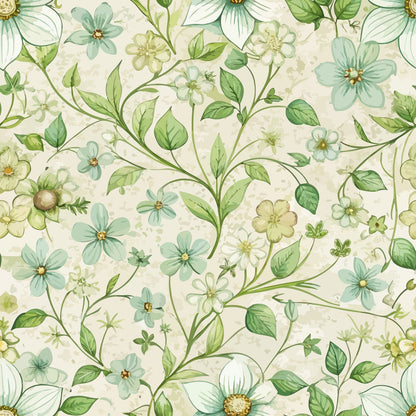 Art Nouveau Woodruff Flowers Pattern 2 Minky Fabric