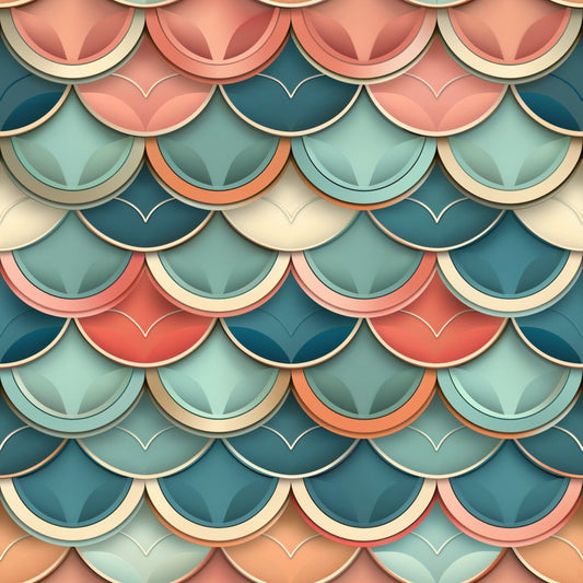 Art Deco Fish Scales Pattern 6 Quilting Cotton Fabric
