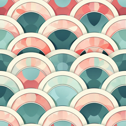 Art Deco Fish Scales Pattern 8 Quilting Cotton Fabric