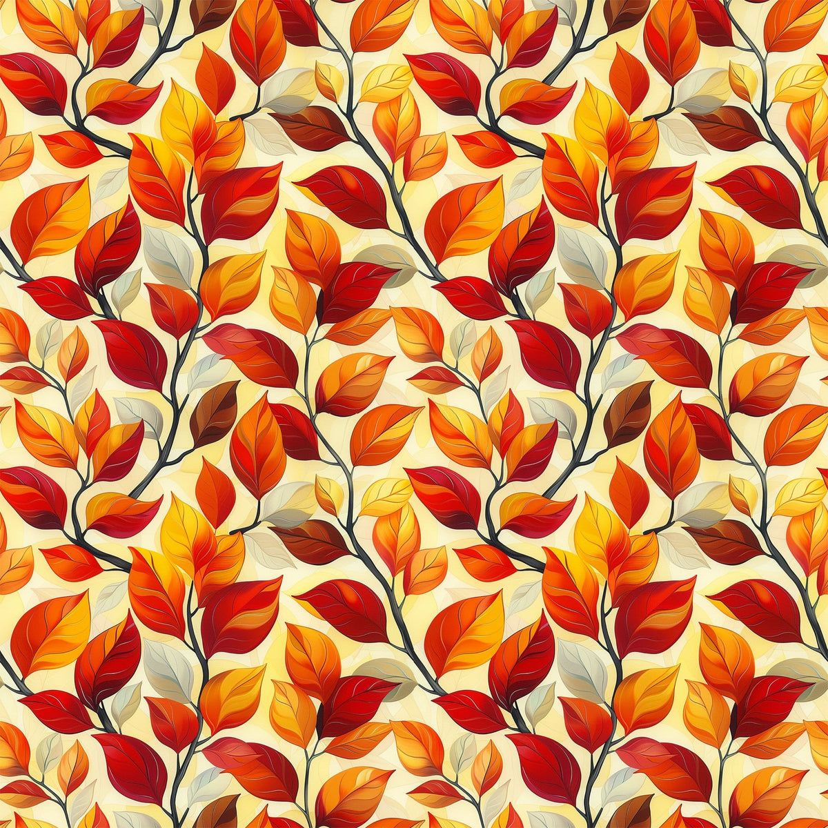 Fiery Foliage Pattern 11 Minky Fabric