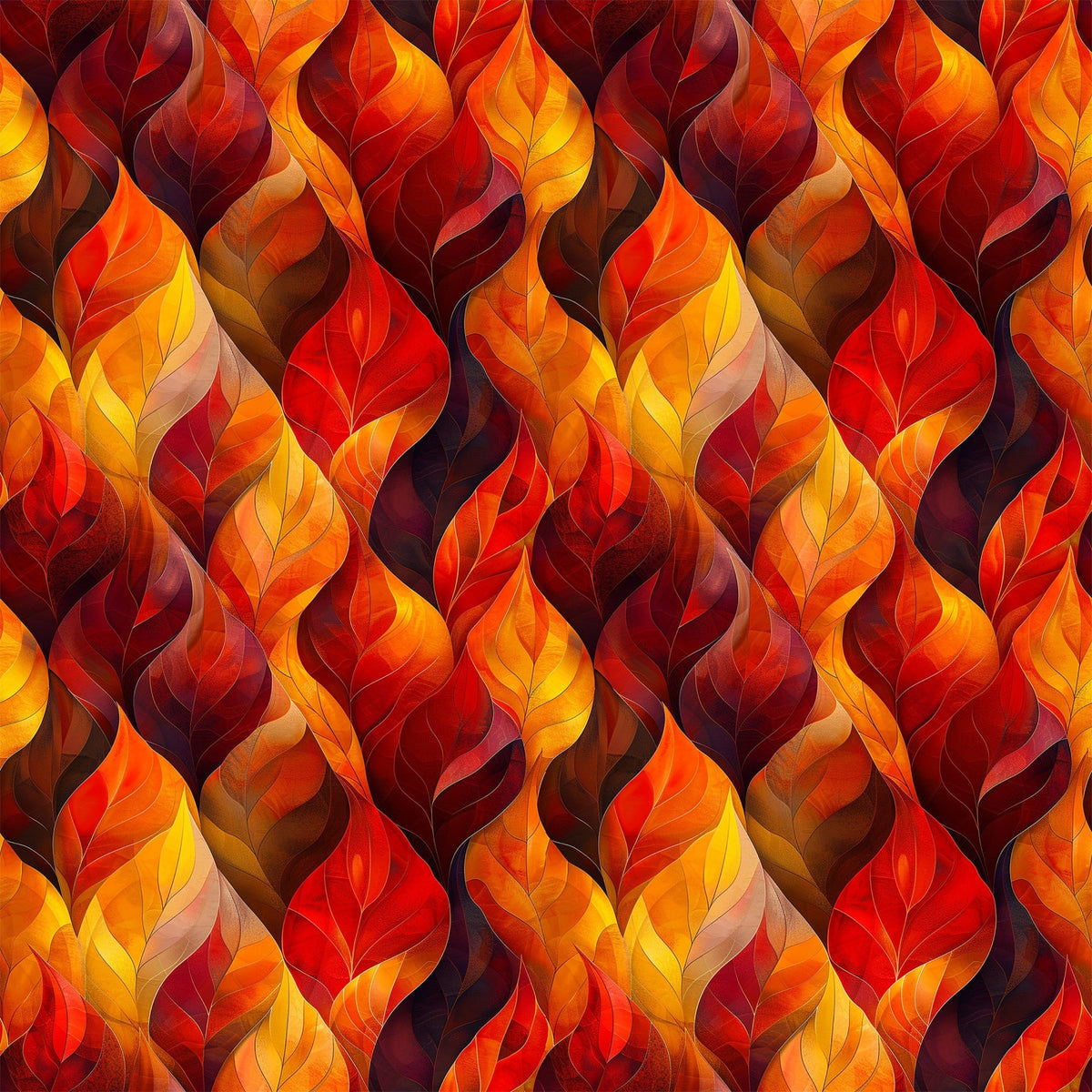 Fiery Foliage Pattern 4 Minky Fabric