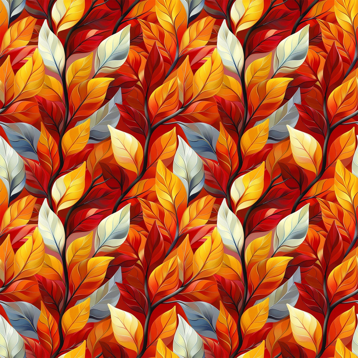 Fiery Foliage Pattern 5 Minky Fabric
