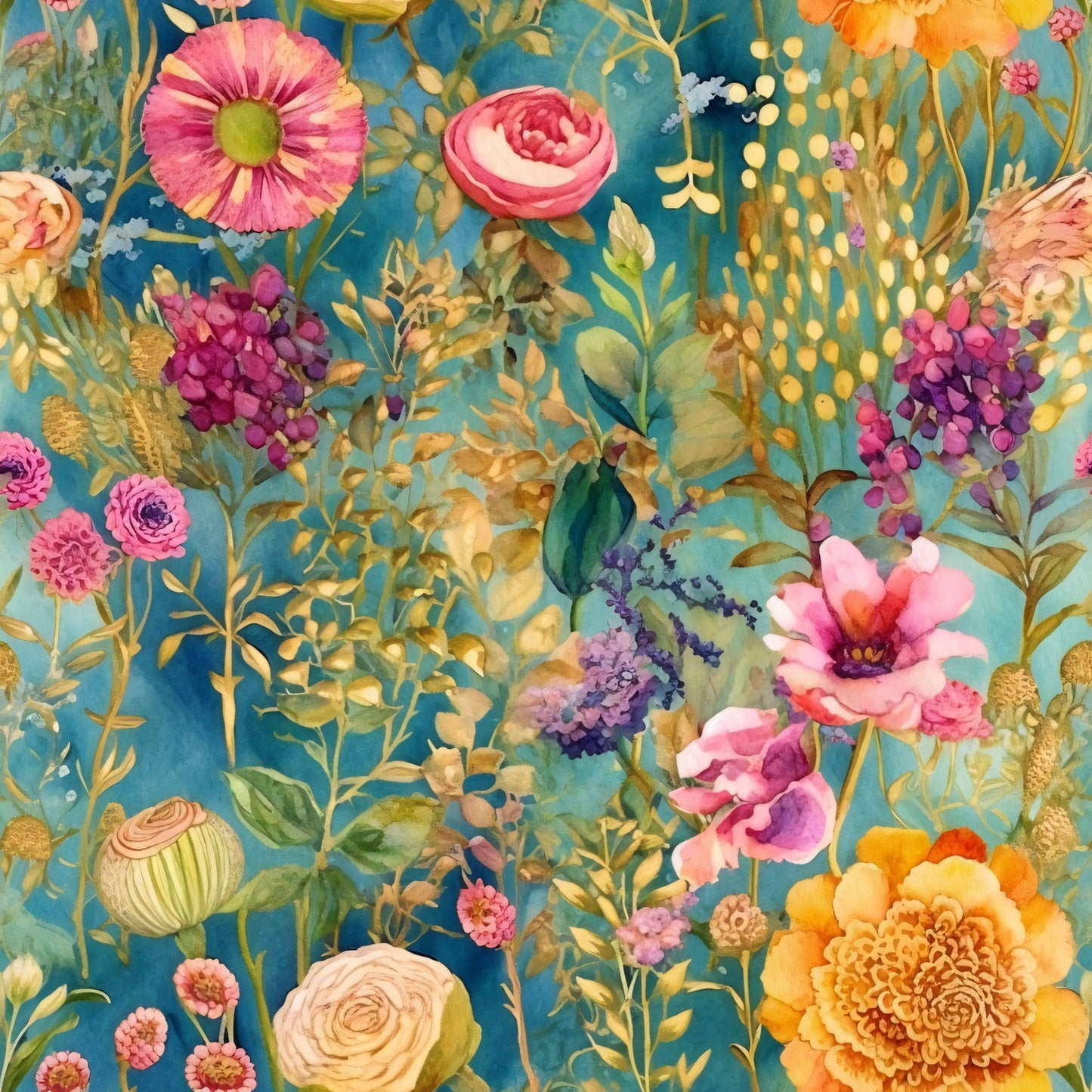 Artists Garden Wildflowers Floral Meadow Pattern 13 Quilting Cotton Fabric